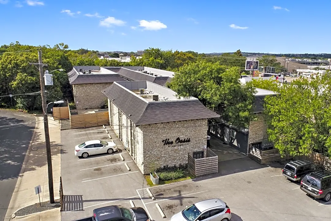  Aerial view of The Oasis apartment complex 