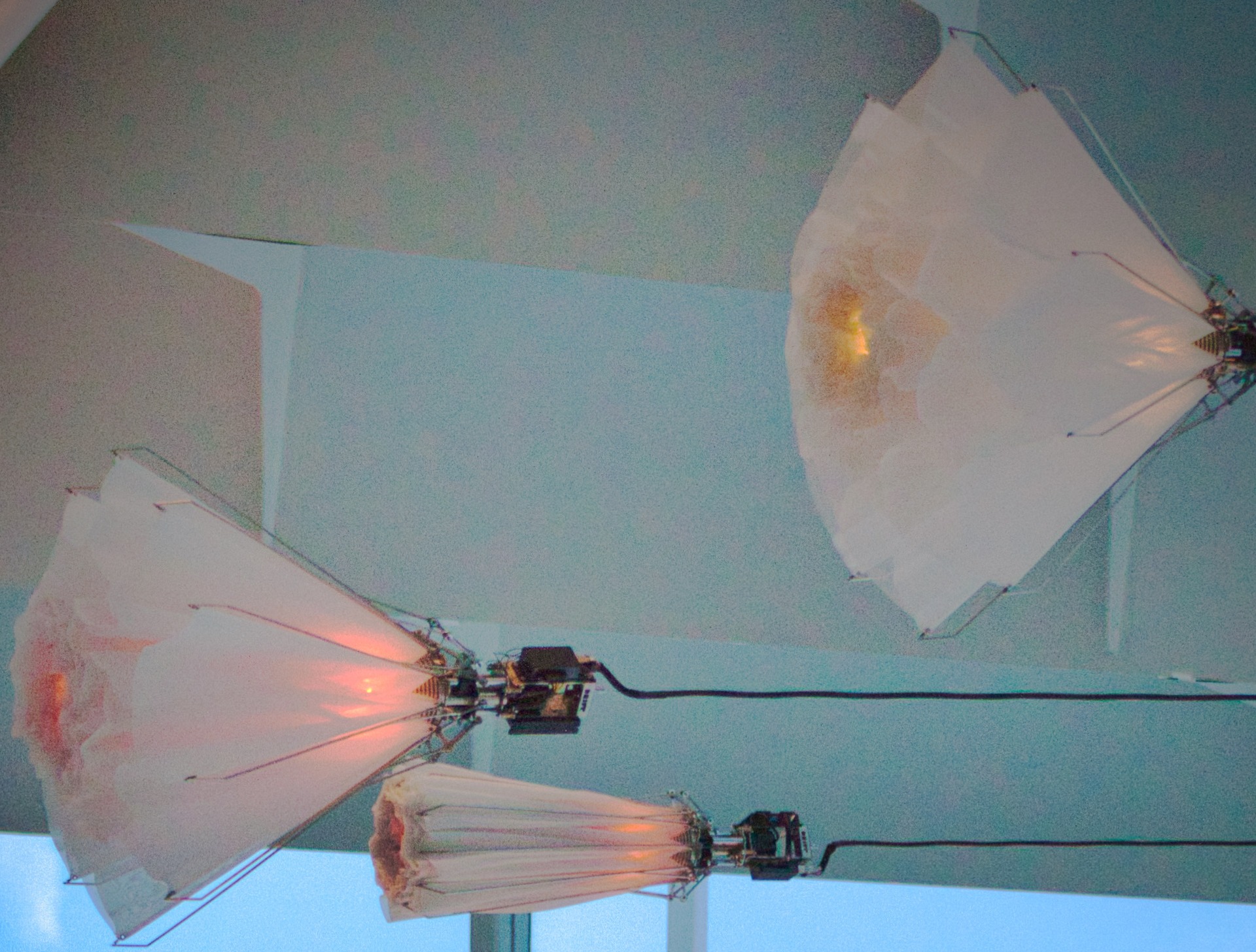 Three special light filters hanging sideways