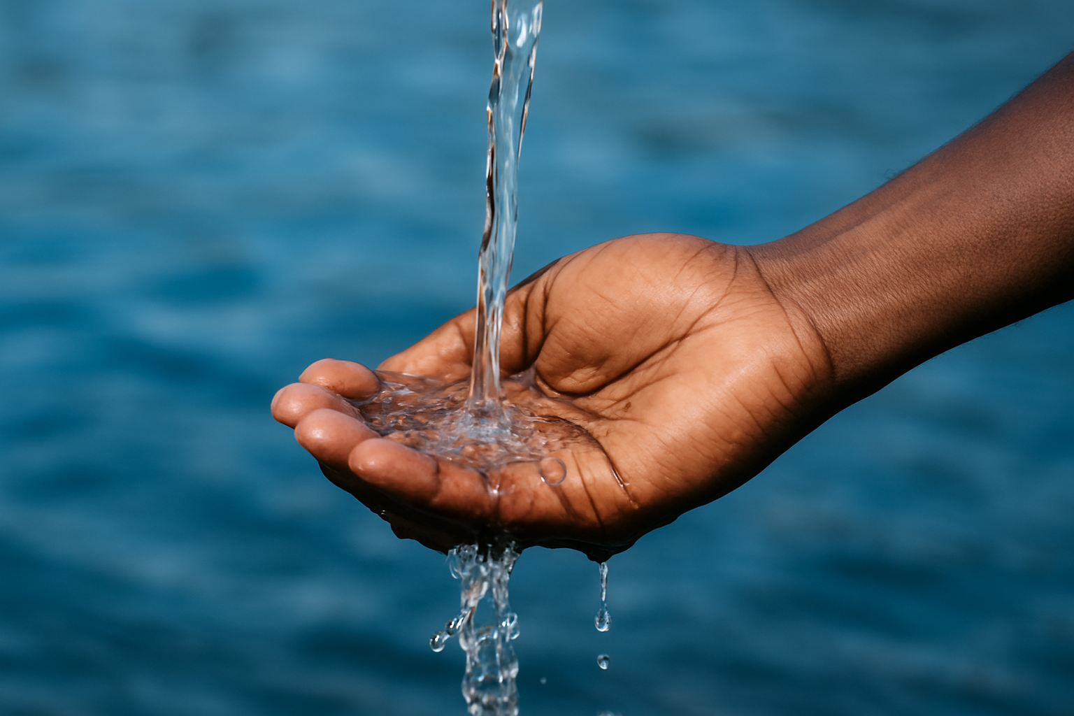 Hand collecting clean water