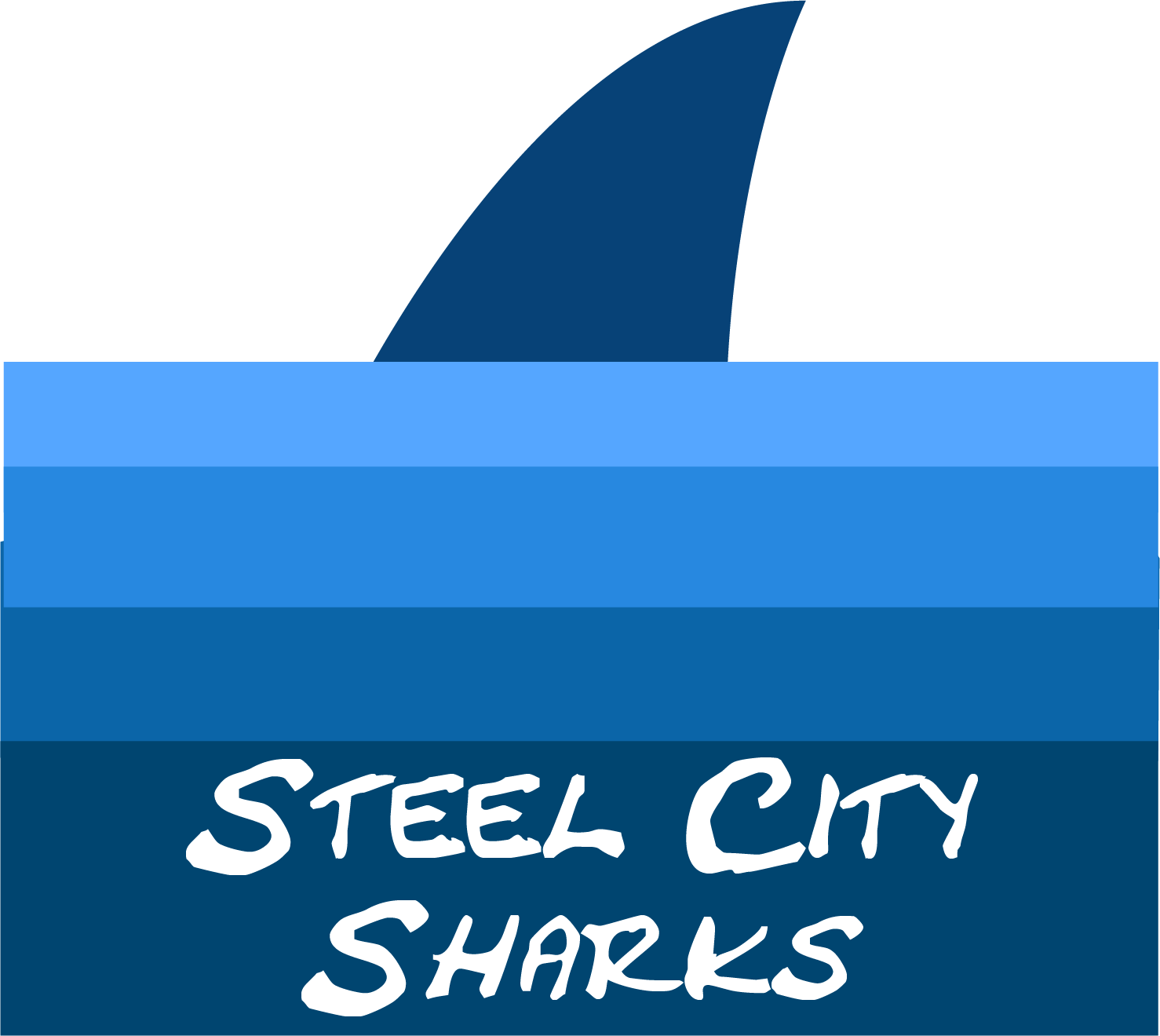 Primary logo of the Steel City Sharks. It's a shark fin under water.