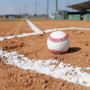 New baseball sitting on the mound