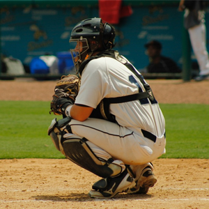 Catcher waiting for the game to start